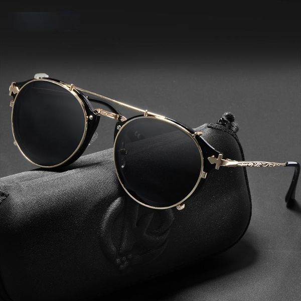 retro steampunk round clip on sunglasses men women double layer removable lens baroque carved legs glasses uv400, White;black
retro steampunk round clip on sunglasses men women double layer removable lens baroque carved legs glasses uv400, White;black