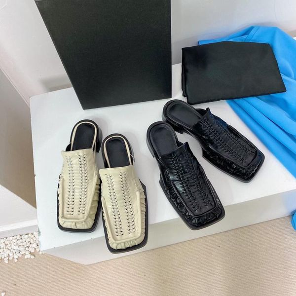 slippers women rope weaves square toe flats casual shoes pleated low heels retro slides genuine leather zapatos de mujer, Black
slippers women rope weaves square toe flats casual shoes pleated low heels retro slides genuine leather zapatos de mujer, Black