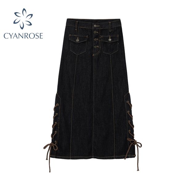 black single breasted long denim skirt women autumn korean casual high waist pockets vintage lady solid a-line jeans skirt 210417
black single breasted long denim skirt women autumn korean casual high waist pockets vintage lady solid a-line jeans skirt 210417