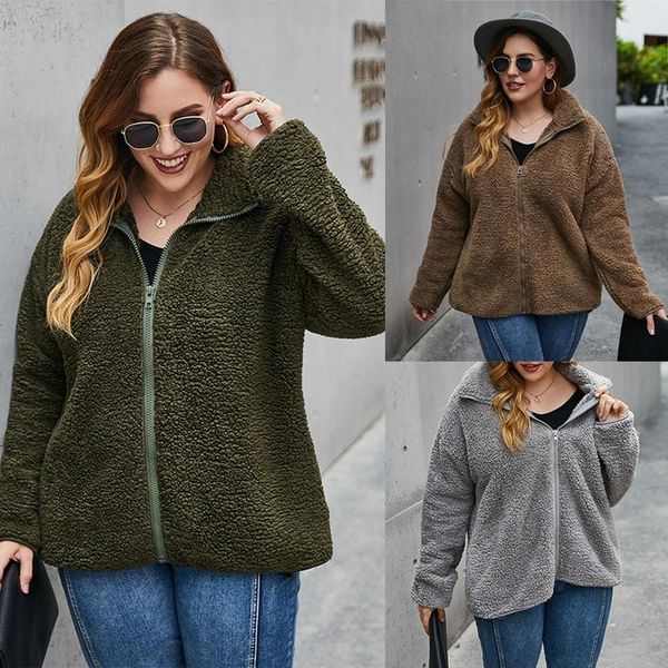 thick woman jacket winter plus size fur coat women long sleeve casual loose clothing zip up oversized women's jackets, Black;brown
thick woman jacket winter plus size fur coat women long sleeve casual loose clothing zip up oversized women's jackets, Black;brown