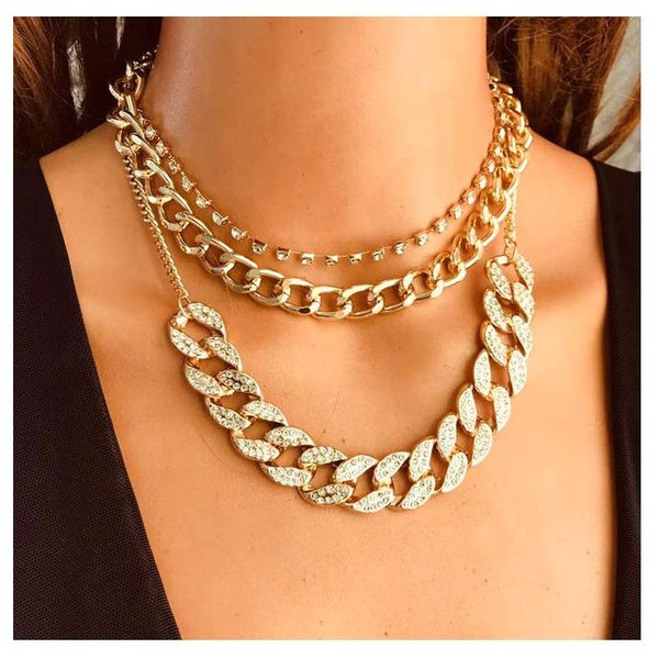 chains hahagirl fashion multi layer rhinestone cuban choker necklace for women bling gold color chain necklaces collier jewelry gift, Silver
chains hahagirl fashion multi layer rhinestone cuban choker necklace for women bling gold color chain necklaces collier jewelry gift, Silver