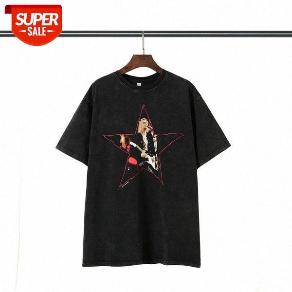 kurt cobain five-star rock band retro tee vintage washed old five-pointed star short sleeve #mk7n, White;black
kurt cobain five-star rock band retro tee vintage washed old five-pointed star short sleeve #mk7n, White;black