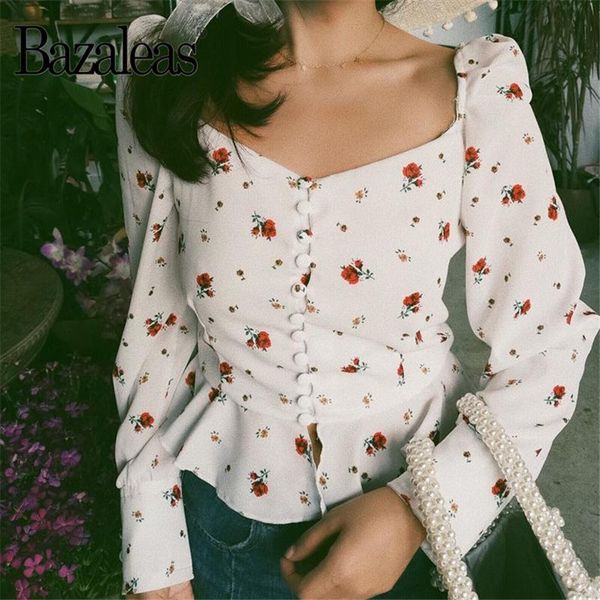 women's blouses & shirts bazaleas vintage womens and flower pattern women blouse button ruffles shirt casual chiffon fashion blusas, White
women's blouses & shirts bazaleas vintage womens and flower pattern women blouse button ruffles shirt casual chiffon fashion blusas, White