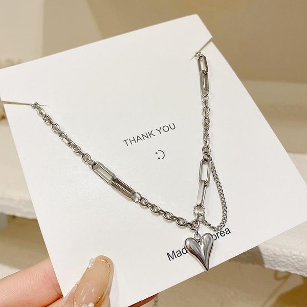 pendant necklaces mrzmsz 2021 retro design stainless steel heart necklace for women fashion jewelry exquisite clavicle chain gifts accessori, Silver
pendant necklaces mrzmsz 2021 retro design stainless steel heart necklace for women fashion jewelry exquisite clavicle chain gifts accessori, Silver
