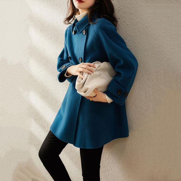 women's wool & blends 2021 autumn winter coat women fashion mid length jacket elegant double breasted solid outwear female casual, Black
women's wool & blends 2021 autumn winter coat women fashion mid length jacket elegant double breasted solid outwear female casual, Black
