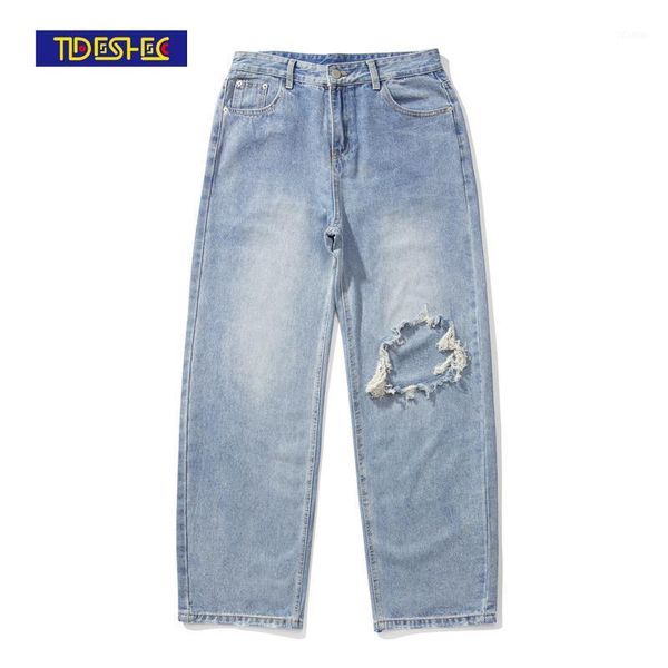 men's jeans tideshec summer thin loose straight pants 2021 tide brand washed hole wide leg oversized, Blue
men's jeans tideshec summer thin loose straight pants 2021 tide brand washed hole wide leg oversized, Blue