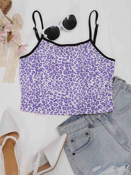 leopard print crop cami k8gv#, White 
leopard print crop cami k8gv#, White