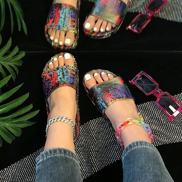 summer style fashion creative graffiti open toe plus size outdoor beach slippers women, Black
summer style fashion creative graffiti open toe plus size outdoor beach slippers women, Black
