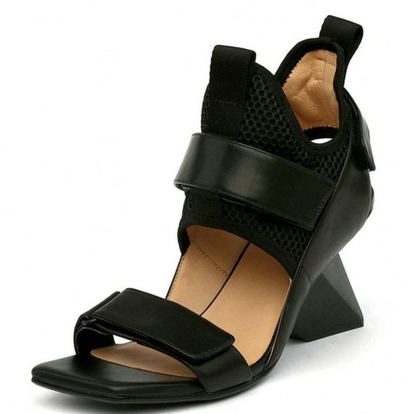 punk shoes woman strange high heels sandals 2021 fashion summer genuine leather women wedding party female pumps, Black
punk shoes woman strange high heels sandals 2021 fashion summer genuine leather women wedding party female pumps, Black