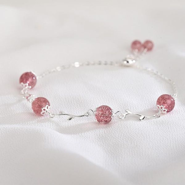 new s925 fashion strawberry crystal bracelet small fresh flower branch pink crystal bracelet, Black
new s925 fashion strawberry crystal bracelet small fresh flower branch pink crystal bracelet, Black