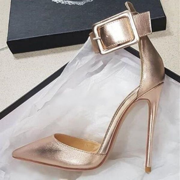 dress shoes stylish gold leather buckle strap pumps pointed toe stiletto heel cut-out ankle banquet party size, Black
dress shoes stylish gold leather buckle strap pumps pointed toe stiletto heel cut-out ankle banquet party size, Black