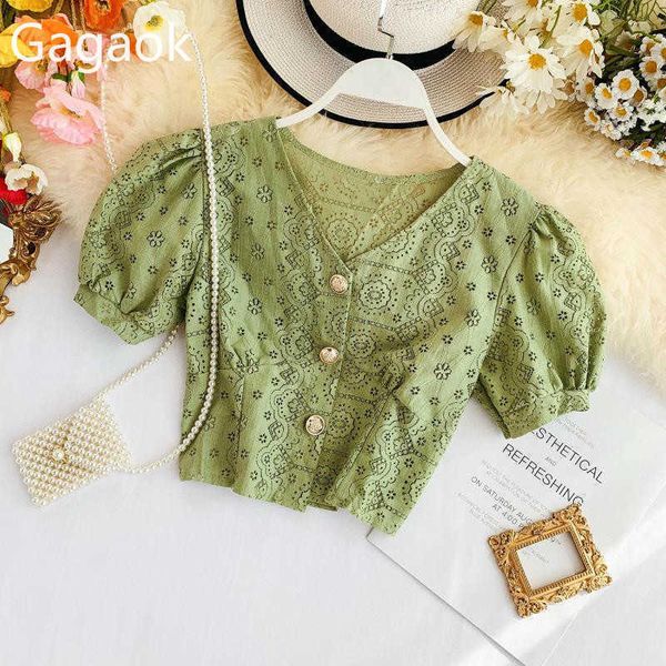 women v-neck & club blouse summer solid puff sleeve hollow out navel slim chic wild female fashion shirt 210531, White
women v-neck & club blouse summer solid puff sleeve hollow out navel slim chic wild female fashion shirt 210531, White