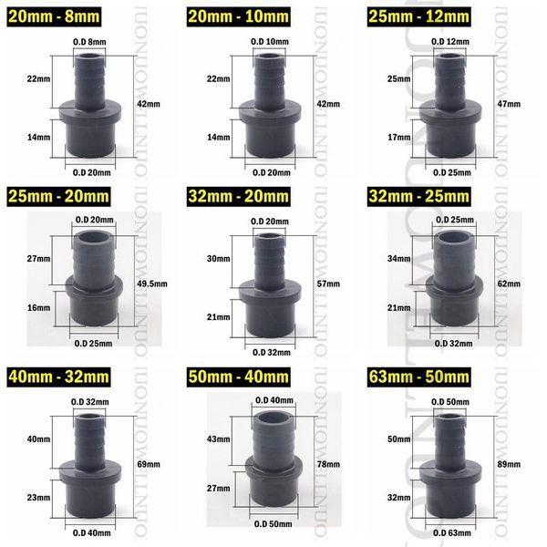 watering equipments outer dia 32/40/50/63-16~60mm garden hose pagoda connector aquarium fish tank tube reducer joint water
watering equipments outer dia 32/40/50/63-16~60mm garden hose pagoda connector aquarium fish tank tube reducer joint water
