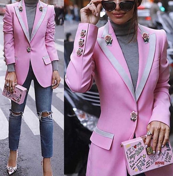 deisigner luxury women suit blazers single rose button formal office lady business slim long blazer jacket suit coat, White;black
deisigner luxury women suit blazers single rose button formal office lady business slim long blazer jacket suit coat, White;black