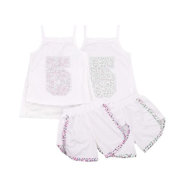 pcs baby girls sports outfits sleeveless leopard number print square collar soft tank color block shorts clothing sets, White
pcs baby girls sports outfits sleeveless leopard number print square collar soft tank color block shorts clothing sets, White