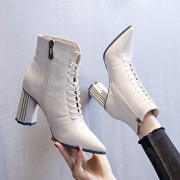 boots thick heel lace up plush cotton women's short autumn and winter 2021 thin pointed high heels, Black
boots thick heel lace up plush cotton women's short autumn and winter 2021 thin pointed high heels, Black