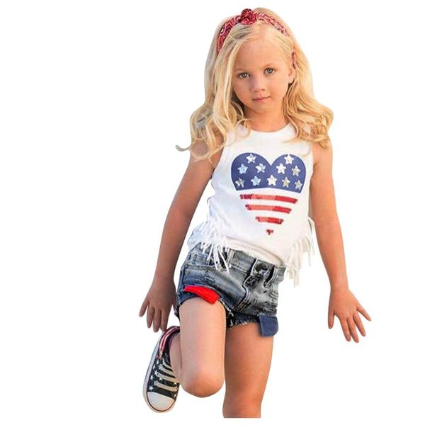 12m-5y toddler baby girls clothes 4th-of-july tassels +shredded denim shorts set children roupas de bebé menina clothing sets, White
12m-5y toddler baby girls clothes 4th-of-july tassels +shredded denim shorts set children roupas de bebé menina clothing sets, White
