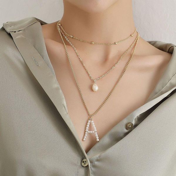 pendant necklaces trendy multilayer pearl choker letter a chain gold silver color necklace for women wedding party fashion jewelry gift
pendant necklaces trendy multilayer pearl choker letter a chain gold silver color necklace for women wedding party fashion jewelry gift
