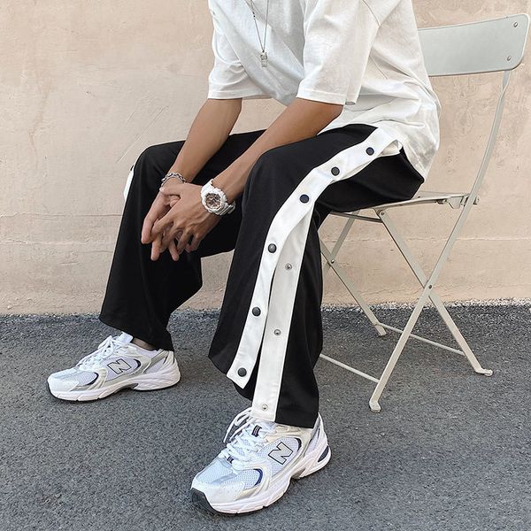 men's pants straight fashion cotton casual men streetwear wild loose hip-hop button trousers mens joggers sweatpants cinp, Black
men's pants straight fashion cotton casual men streetwear wild loose hip-hop button trousers mens joggers sweatpants cinp, Black