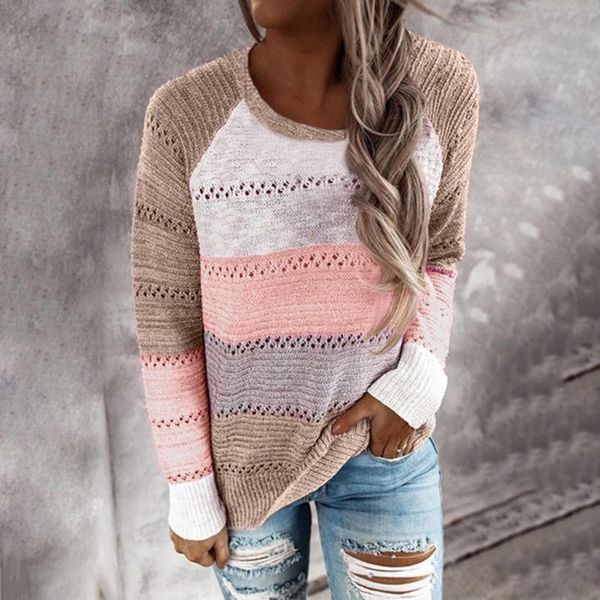 women's sweaters 2021 autumn women casual loose pullovers o-neck knitted long sleeve sweater patchwork elegant striped pullover jumper, White;black
women's sweaters 2021 autumn women casual loose pullovers o-neck knitted long sleeve sweater patchwork elegant striped pullover jumper, White;black