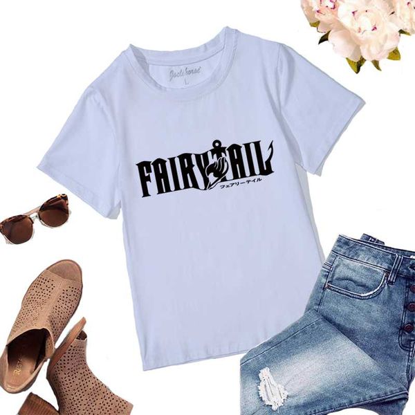 women's t-shirt short sleeve t-shirts fascinating anime cotton tight comfortable summer top, White