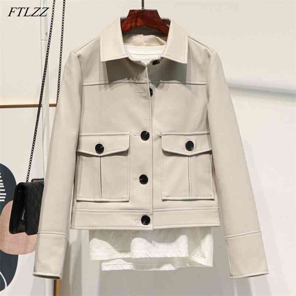 autumn leather jacket women single breasted short design coat motorcycle blouse pocket lapel soft pu 210430, Tan;black
autumn leather jacket women single breasted short design coat motorcycle blouse pocket lapel soft pu 210430, Tan;black