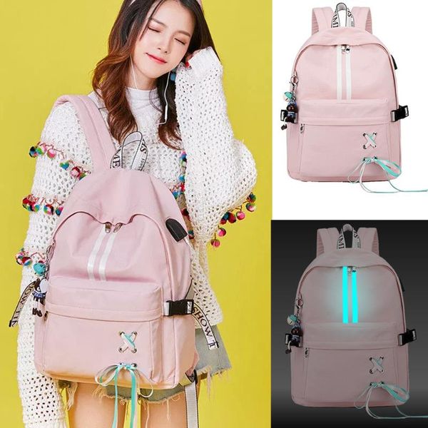 backpack luminous nylon waterproof anti theft women pink bookbag school bags for teenage girls usb charge mochila
backpack luminous nylon waterproof anti theft women pink bookbag school bags for teenage girls usb charge mochila