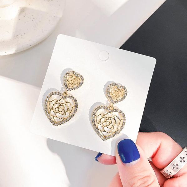 dangle & chandelier 2021 arrival metal classic heart hollowed out rose earrings chic double love women's korean style long jewelry, Silver
dangle & chandelier 2021 arrival metal classic heart hollowed out rose earrings chic double love women's korean style long jewelry, Silver