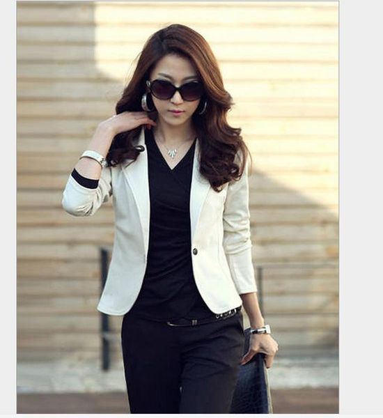 spring and autumn women's korean-style fashion short coat long sleeve slim suit one button women jacket suits & blazers, White;black
spring and autumn women's korean-style fashion short coat long sleeve slim suit one button women jacket suits & blazers, White;black