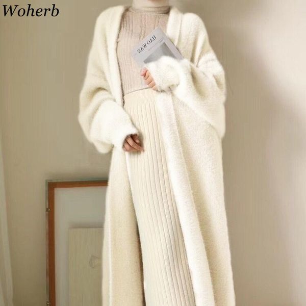 women's knits & tees woherb spring autumn female long coats loose cashmere cardigan korean chic 2021 women knitted sweaters lady cardig, White
women's knits & tees woherb spring autumn female long coats loose cashmere cardigan korean chic 2021 women knitted sweaters lady cardig, White