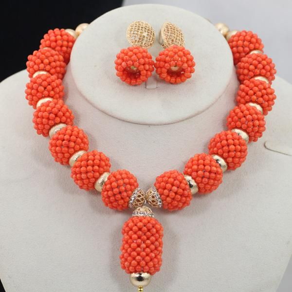 earrings & necklace handmade african wedding nigerian beads jewelry sets orange coral bridal cj773, Silver
earrings & necklace handmade african wedding nigerian beads jewelry sets orange coral bridal cj773, Silver