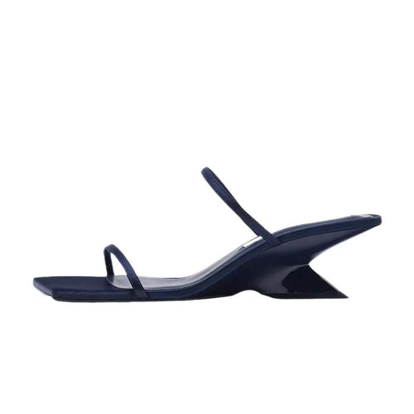 slippers summer simple open-toed thin strap wedge sandals square head high-heeled roman flip flops blue slides, Black
slippers summer simple open-toed thin strap wedge sandals square head high-heeled roman flip flops blue slides, Black