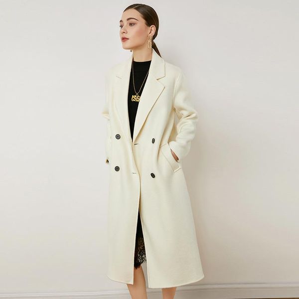 women's wool & blends cashmere coat double-sided temperament waist double breasted winter nylon white woolen, Black
women's wool & blends cashmere coat double-sided temperament waist double breasted winter nylon white woolen, Black