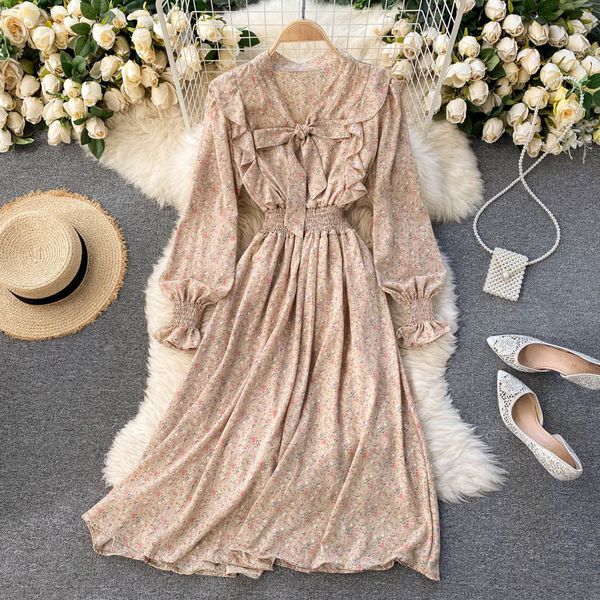 dresses bohemian floral women sweet bow collar sleeve ruffles a-line autumn french print elastic ruched, Black;gray
dresses bohemian floral women sweet bow collar sleeve ruffles a-line autumn french print elastic ruched, Black;gray