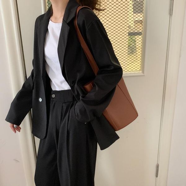 women's suits & blazers 2021 autumn womens long blazer double breasted suit jacket loose oversize coat solid color formal, White;black
women's suits & blazers 2021 autumn womens long blazer double breasted suit jacket loose oversize coat solid color formal, White;black