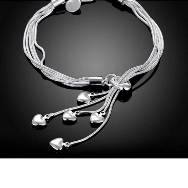 fringed heart bracelet link, chain, Black
