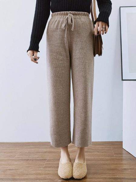 women's pants & capris knit wide leg high waist ankle-length loose straight casual knitting trousers women, Black;white
women's pants & capris knit wide leg high waist ankle-length loose straight casual knitting trousers women, Black;white
