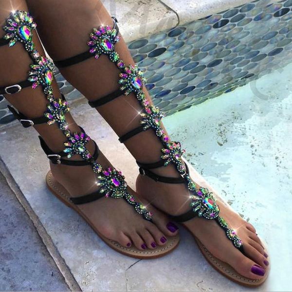 rhinestone brand knee high women sandals crystal big size 34-43 female casual bling fashion, Black
rhinestone brand knee high women sandals crystal big size 34-43 female casual bling fashion, Black