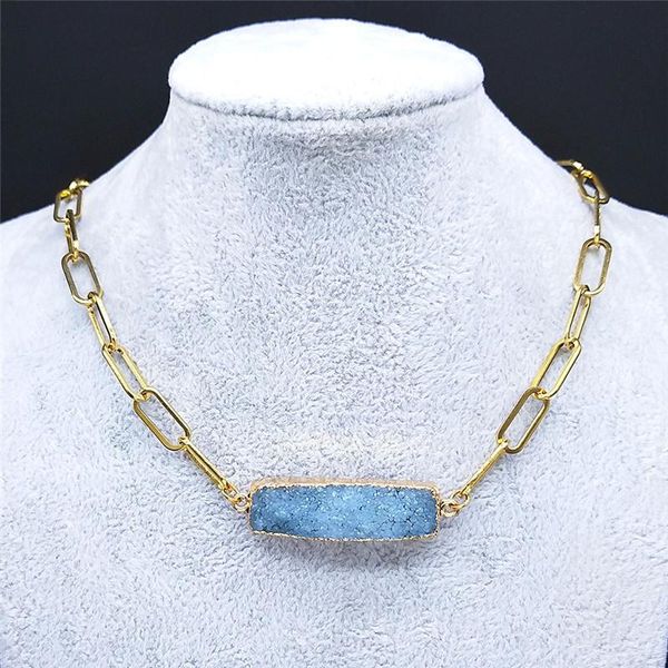 pendant necklaces 2021 stainless steel blue natural stone chokers necklace women gold color jewelry pierre naturelle nd51s04, Silver
pendant necklaces 2021 stainless steel blue natural stone chokers necklace women gold color jewelry pierre naturelle nd51s04, Silver