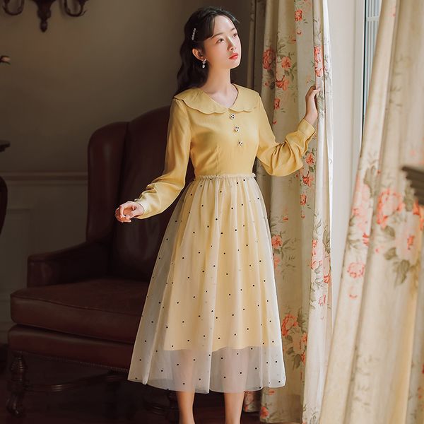 korean retro women's tulle long sleeve polka dot mesh es ladies fashion peter pan collar vintage party, Black;gray
korean retro women's tulle long sleeve polka dot mesh es ladies fashion peter pan collar vintage party, Black;gray