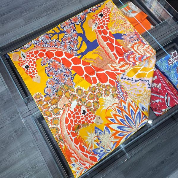 scarves 90cm double sided 100% natural silk scarf design three giraffes real square shawl women hijab bandana kerchief sjaal, Blue;gray
scarves 90cm double sided 100% natural silk scarf design three giraffes real square shawl women hijab bandana kerchief sjaal, Blue;gray