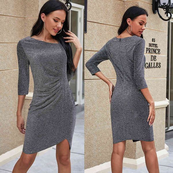 casual dresses bright silk half sleeve slim women elegant o neck pleated irregular knee length dress autumn party exau, Black;gray
casual dresses bright silk half sleeve slim women elegant o neck pleated irregular knee length dress autumn party exau, Black;gray