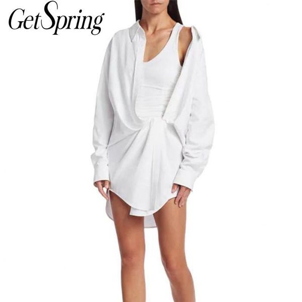 casual dresses getspring women dress irregular white long sleeve fake two summer asymmetry mini shirt 2021, Black;gray
casual dresses getspring women dress irregular white long sleeve fake two summer asymmetry mini shirt 2021, Black;gray