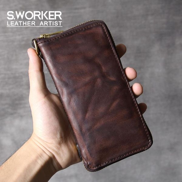 wallets s.worker vintage genuine leather wallet handmade men's cowhide long pocket purse clutch cash card holder, Red;black
wallets s.worker vintage genuine leather wallet handmade men's cowhide long pocket purse clutch cash card holder, Red;black