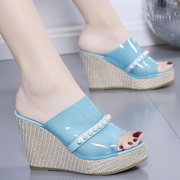 sandals fashion women beautiful pearl 3.93 inches wedge heels slippers (size 35-42), Black
sandals fashion women beautiful pearl 3.93 inches wedge heels slippers (size 35-42), Black