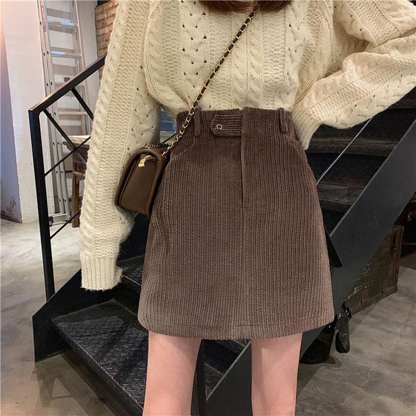 skirts 2021 women autumn winter corduroy female solid high a-line sweet waist mini skirt lady casual warm button slim c27, Black 
skirts 2021 women autumn winter corduroy female solid high a-line sweet waist mini skirt lady casual warm button slim c27, Black