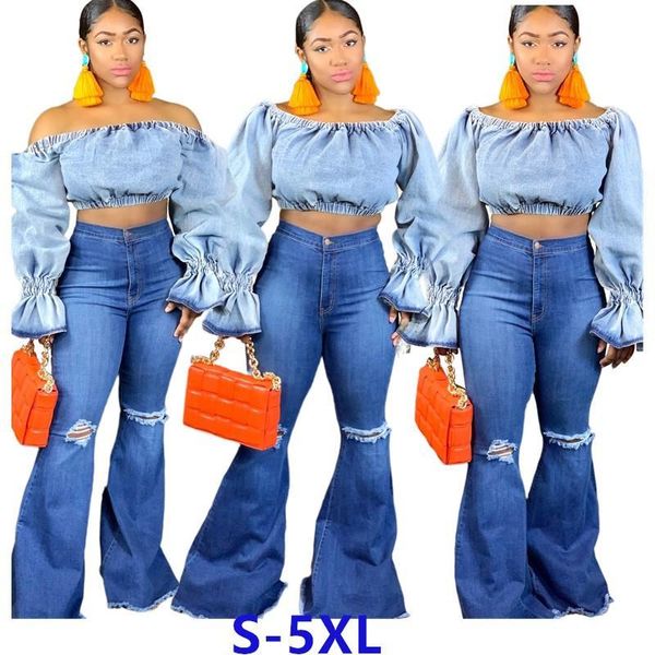 women's jeans wholesale dropshpping plus size women jeans design trousers casual hole elastic flared jeansstreet nig, Blue
women's jeans wholesale dropshpping plus size women jeans design trousers casual hole elastic flared jeansstreet nig, Blue