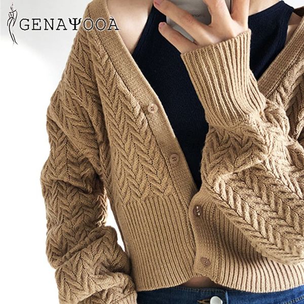 genayooa vintage cropped cardigan for women sweater fashionable autumn winter knitted female cardigans ladies korean 210417, White;black
genayooa vintage cropped cardigan for women sweater fashionable autumn winter knitted female cardigans ladies korean 210417, White;black