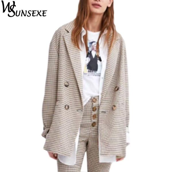 double breasted plaid blazer autumn women casual long sleeve lazy loose outerwear coat office ladies fashion 2021 women's suits & blaze, White;black
double breasted plaid blazer autumn women casual long sleeve lazy loose outerwear coat office ladies fashion 2021 women's suits & blaze, White;black