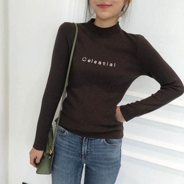 women's sweaters autumn winter basic women half turtleneck pullovers sweater chic letter embroidery slim elastics sueter mujer jumper f, White;black
women's sweaters autumn winter basic women half turtleneck pullovers sweater chic letter embroidery slim elastics sueter mujer jumper f, White;black